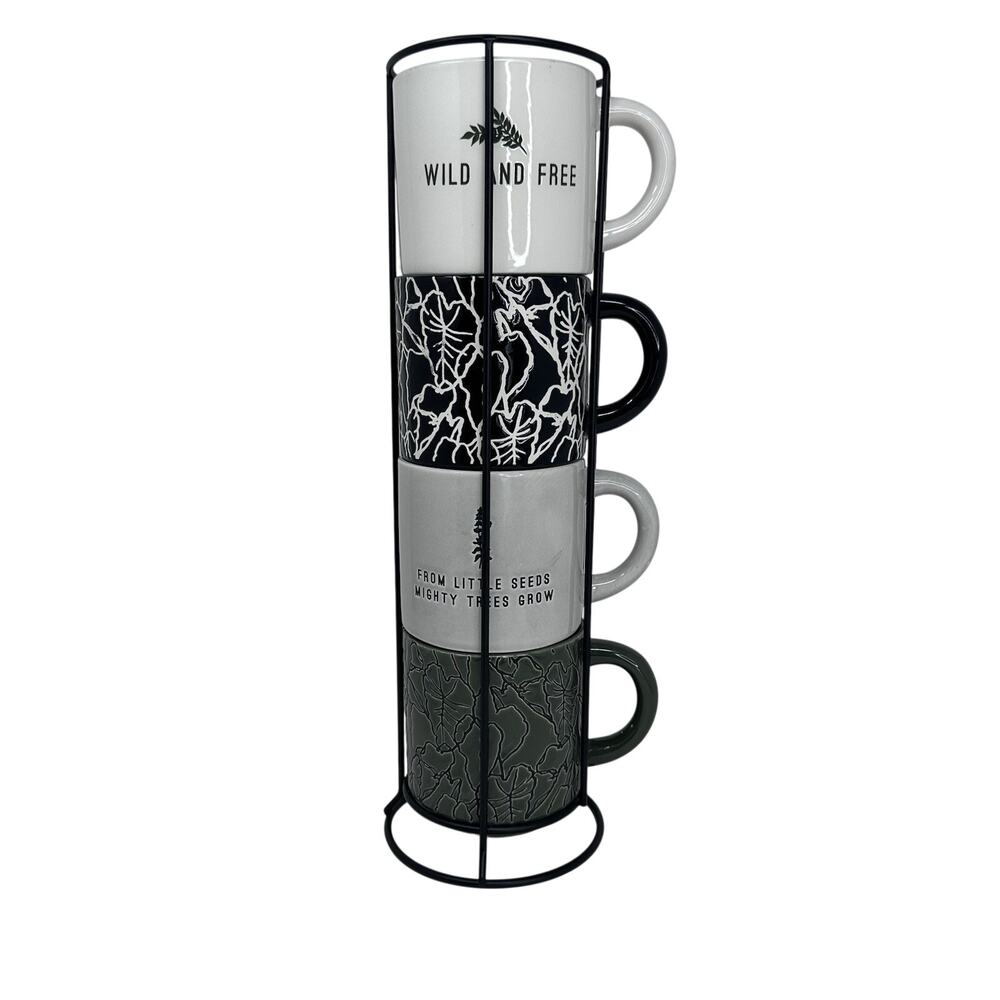 Place & Time Brand Stacking Mugs Full Size Boho Theme